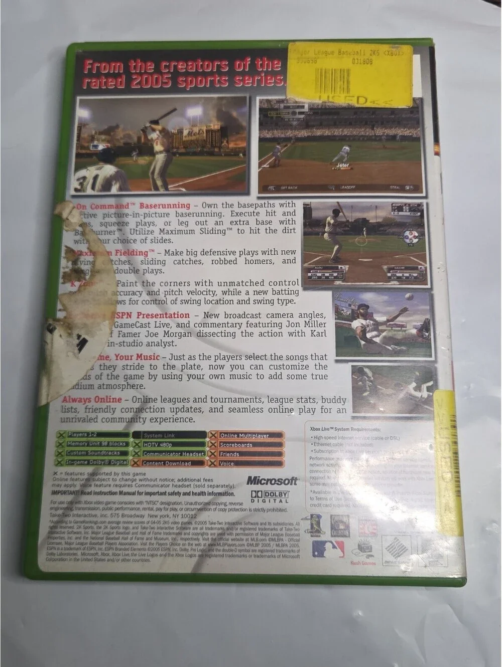 Major League Baseball 2K5 (Microsoft Xbox, 2005) Tested No MANUAL